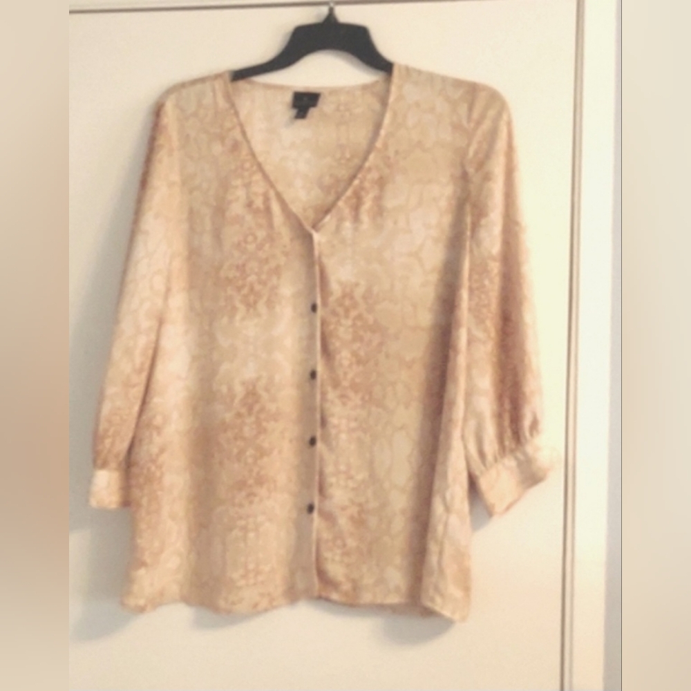 Worthington multicolor 3/4 sleeve button down blouse size XL